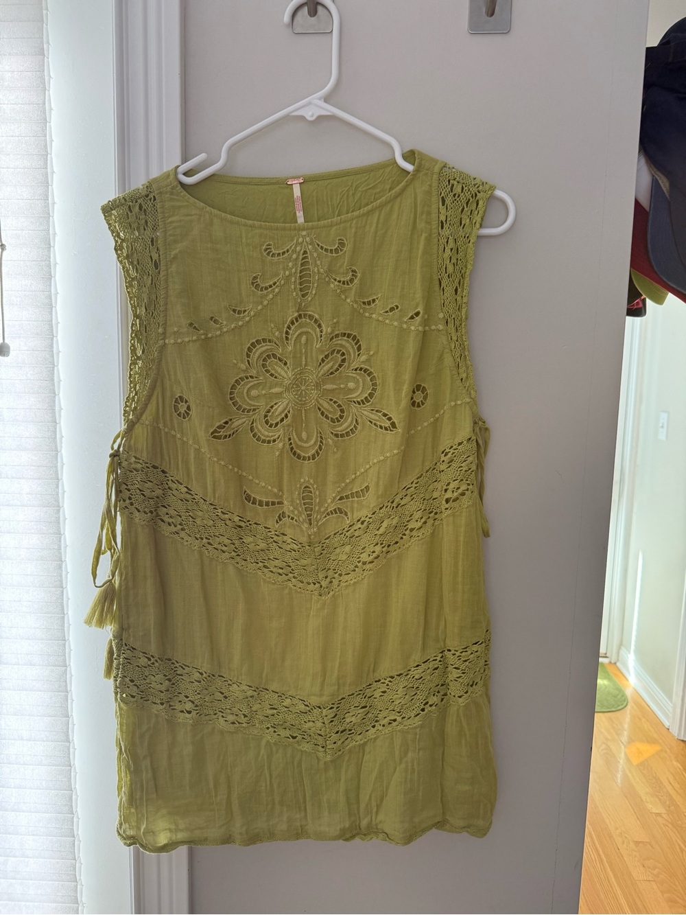 Free People Olive Green Sleeveless Crochet Midi Dress